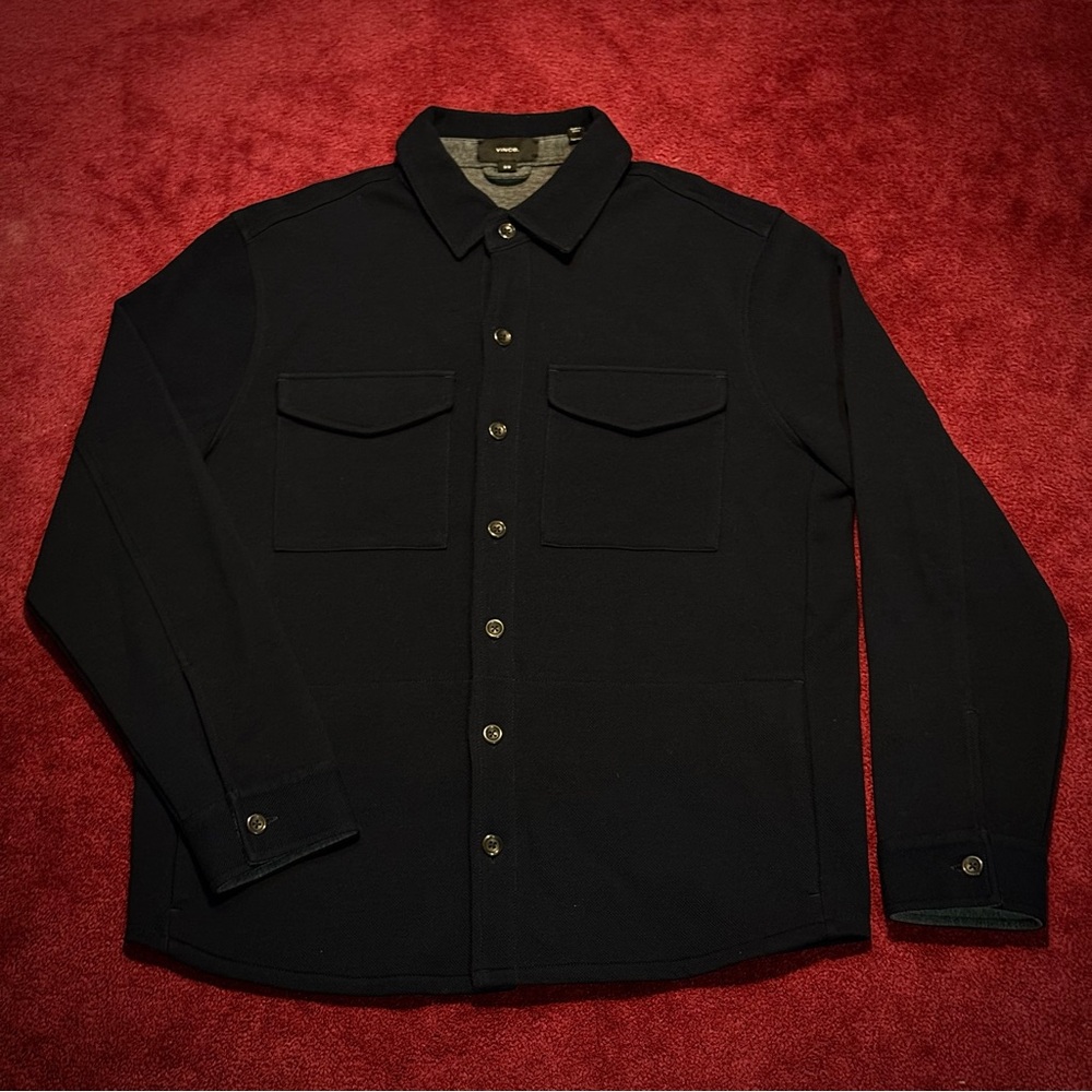 Vince Cotton Blend Shirt Jacket Coastal/Med H Grey NEW